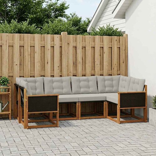  Set vanjskih sofa s jastukom 6 pcs Prirodna i Svjetlosiva Cene