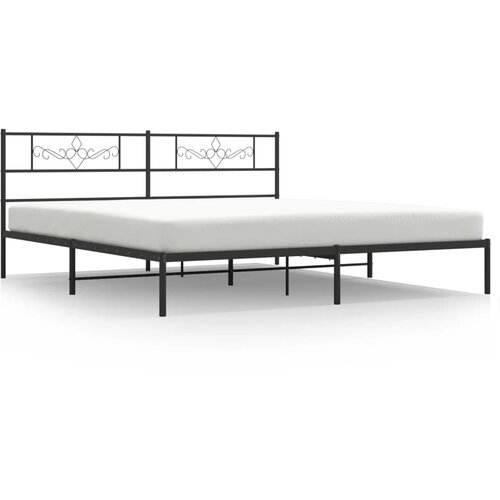 vidaXL Kovinski posteljni okvir z vzglavjem črn 180x200 cm, (20903498) Cene