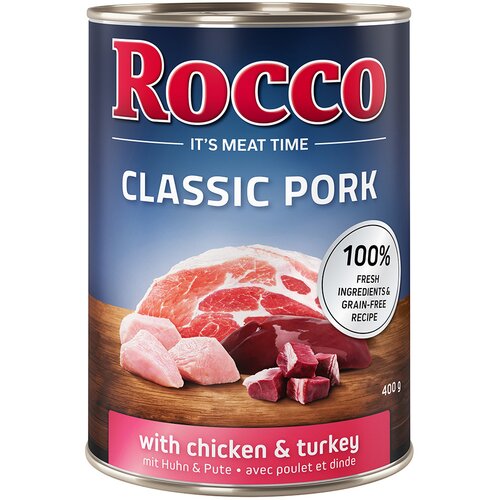 Rocco Classic Pork 6 x 400g Svinjina s piščancem in puranom Cene