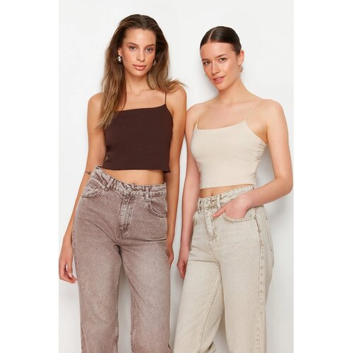 TRENDYOLMILLA ženski top TWOSS21AL0196, smeđa-bež Cene