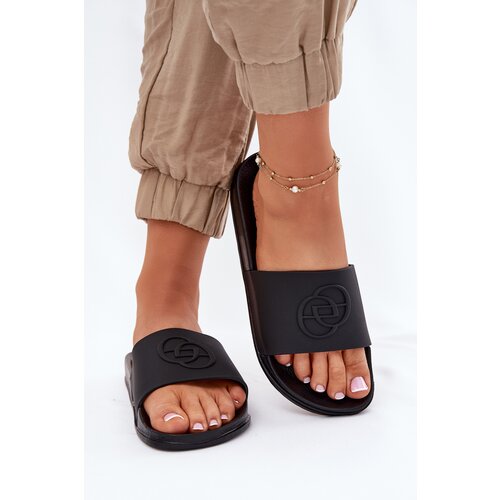 EVENTO Light Women's Slippers With Decorative Embossing Black Isarisa Cene