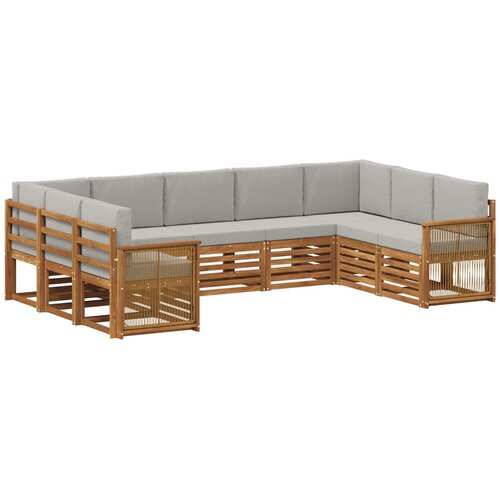 vidaXL Kotna sedežna garnitura z blazino 7 pcs Naravna in svetlo siva, (5000283369) Cene