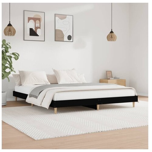  Za krevet crni 200 x 200 cm konstruirano drvo Cene