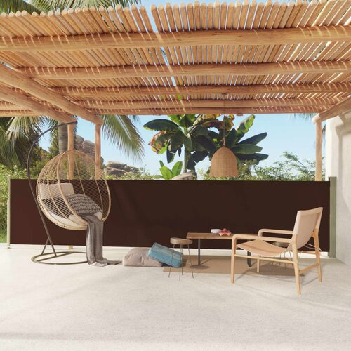 VidaXL Uvlačiva bočna tenda za terasu 117 x 600 cm smeđa Slike