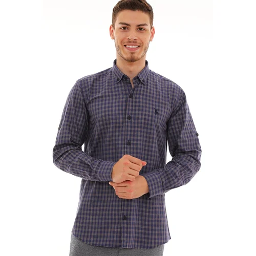 Dewberry G724 MEN'S SHIRT-NAVY-BROWN