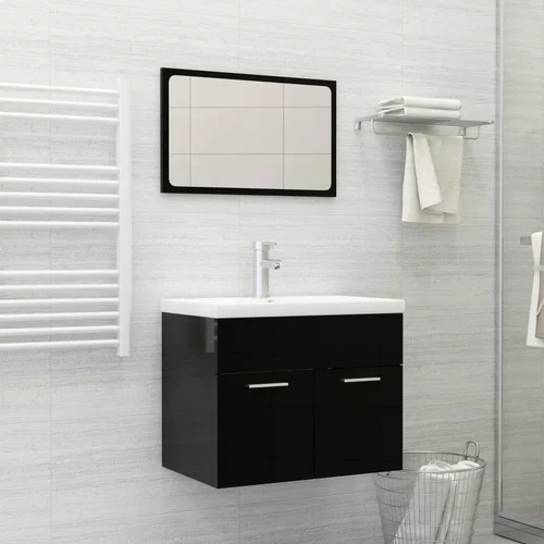  Komplet kopalniškega pohištva visok sijaj črne barve iverna pl., (20674556)