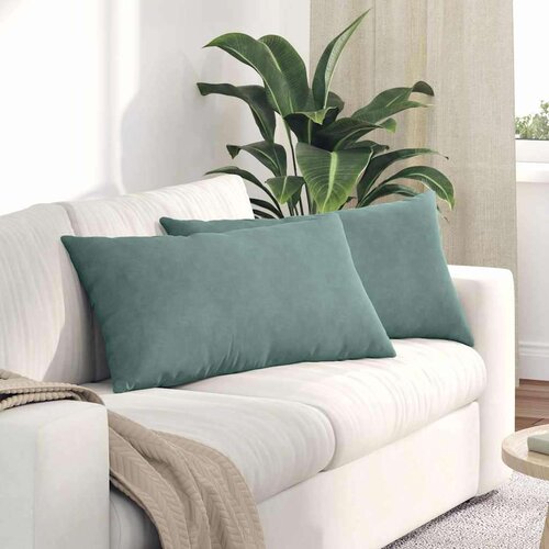 vidaXL Blazine za kavč 2 pcs Morsko zelena 80 x 40 cm Žametna tkanina Cene