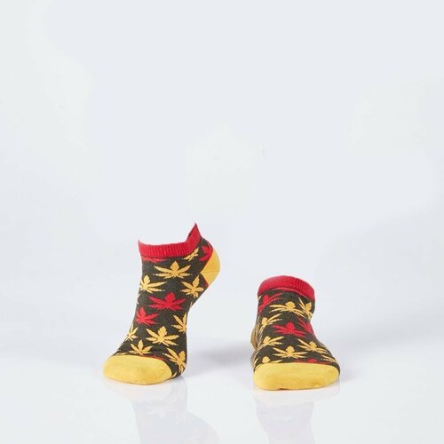 Fasardi Khaki short socks for women with colorful leaves Cene