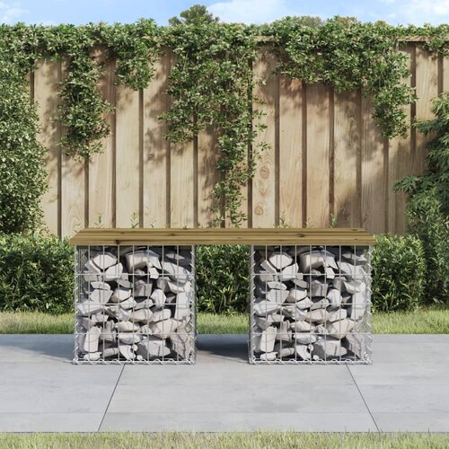 VidaXL Vrtna klupa s gabionskim dizajnom 103 x 44 x 42 cm od borovine Slike