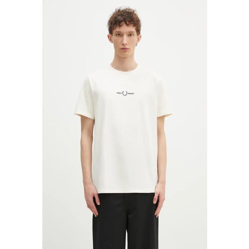 Fred Perry Pamučna majica za mu&amp;scaron;karce, boja: bež, s aplikacijom, M4580.F79 Slike