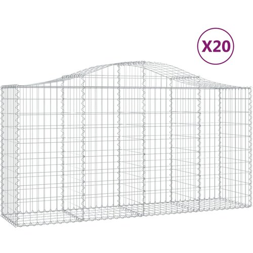 vidaXL Obokana gabionska košara 20 kos 200x50x100/120cm cinkano železo, (20758177) Cene