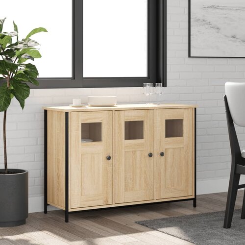 VidaXL Komoda sonoma hrast 100x35x70 cm inženirski les Slike