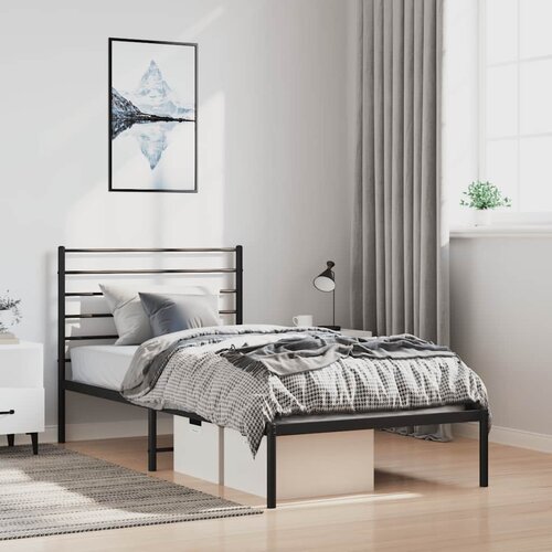  Metalni okvir za krevet s uzglavljem crni 100x190 cm Cijene