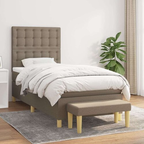  Krevet s oprugama i madracem smeđesivi 100 x 200 cm od tkanine Slike