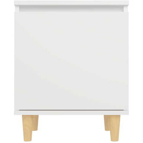 VidaXL noćni ormarić s nogama od masivnog drva bijeli 40 x 30 x 50 cm Slike