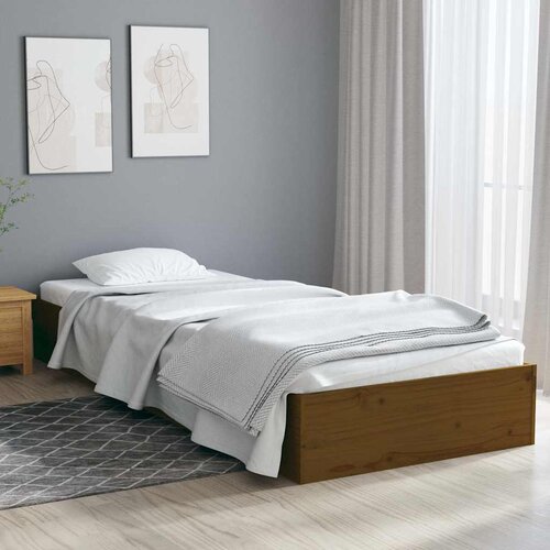 Furnova Posteljni okvir medeno rjav iz trdnega lesa 75x190 cm, (21935803) Slike