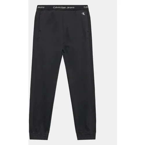 Calvin Klein Jeans Spodnji del trenirke Intarsia IB0IB01681 Črna Regular Fit