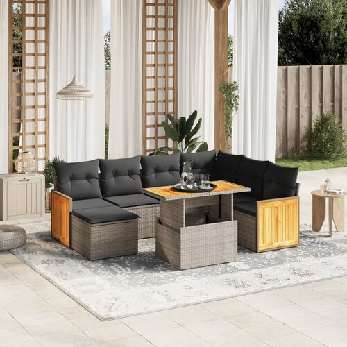 vidaXL 8-dijelni set vrtnih sofa od poliratana s jastucima sivi Cijene