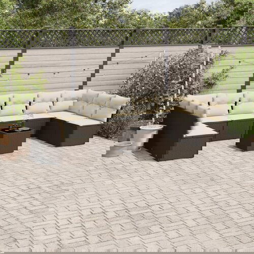 VidaXL 11-dijelni set vrtnih sofa od poliratana s jastucima smeđi Slike