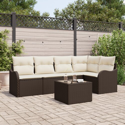 vidaXL 5-delna vrtna sedežna garnitura z blazinami siva Poly Rattan Cene
