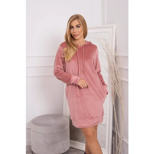 Kesi Velor dress with a hood dark pink