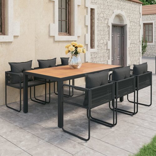 vidaXL 7-dijelni vrtni blagovaonski set od PVC ratana crno-smeđi Cene