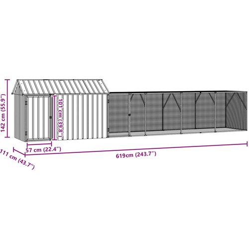  Kavez za ptice Antracit 619 x 111 x 142 cm Cinkani čelik Slike