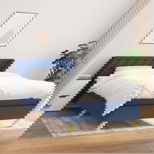 vidaXL Krevet s oprugama i madracem plavi 90 x 200 cm od tkanine Cijene