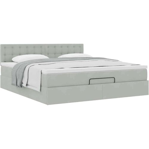 Otomanski krevet s madracem svijetlosivi 180x200 cm bar&amp;scaron;unasti Slike