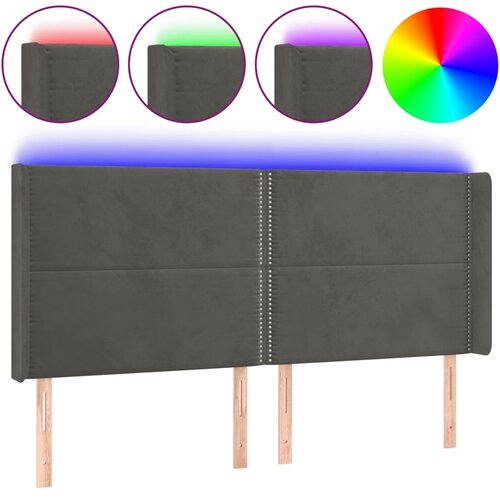Maison Chic led posteljno vzglavje - vzglavna omarica - nočna omarica temno sivo 163x16x118/128 cm žamet, (21711109) Slike