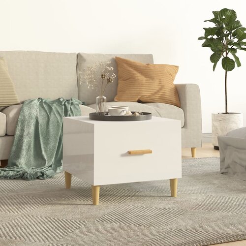 VidaXL Stolić za kavu sjajni bijeli 50x50x40 cm konstruirano drvo Slike