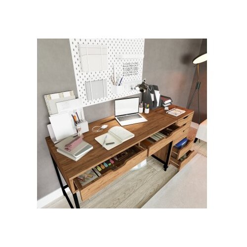 Hanah home Radni sto Atlas 1600-59, 160x77.4x55 cm, Boja hrasta Slike