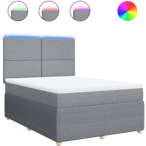 vidaXL Box spring postelja z vzmetnico svetlo siva 140x200 cm blago, (21304517) Cene
