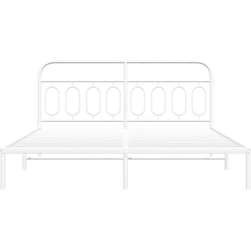  Metalni okvir za krevet s uzglavljem bijeli 193x203 cm Slike