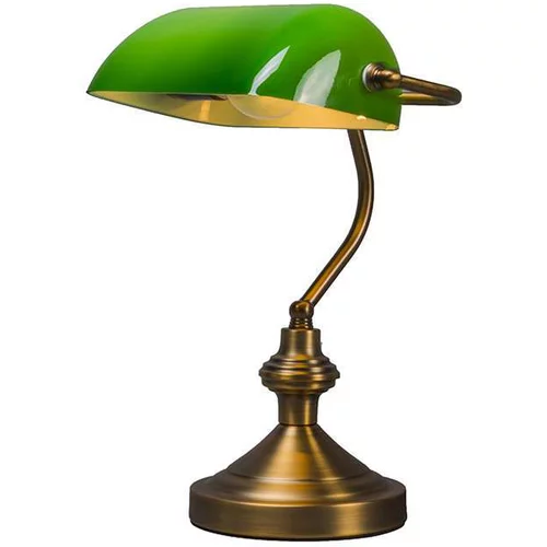 QAZQA Pametna klasična namizna svetilka bron z zelenim steklom, vključno z Wifi A60 - Banker