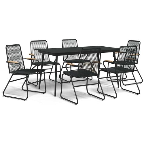  5-dijelni vrtni blagovaonski set od PVC ratana crni Crna Slike