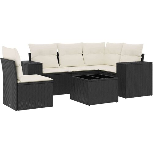 vidaXL 6-dijelni set vrtnih sofa s jastucima crni od poliratana Cijene