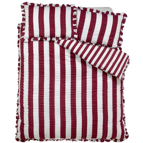 Catherine Lansfield Tamno ljubičasta posteljina za bračni krevet 200x200 cm Seersucker Frill Stripe &ndash; Cijene