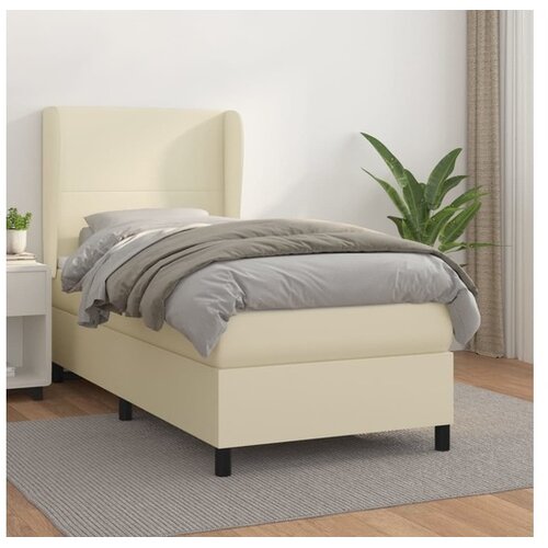  Boxspring - Krevet s oprugama i madracem krem 80 x 200 cm od umjetne kože - Krema 80 x 200 cm Gladak dizajn Cijene
