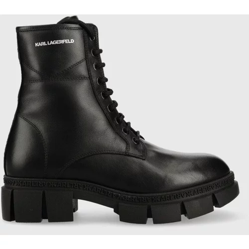 Karl Lagerfeld Kožne čizme Aria za žene, boja: crna, ravna potpetica