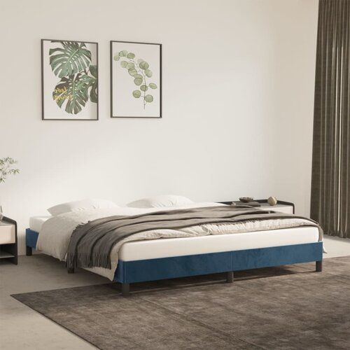 VidaXL okvir za krevet tamnoplavi 160x200 cm bar&amp;scaron;unasti Slike