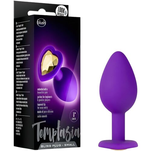 Temptasia S - analni dildo z zlatimi kamni (vijolična) - majhen Cene
