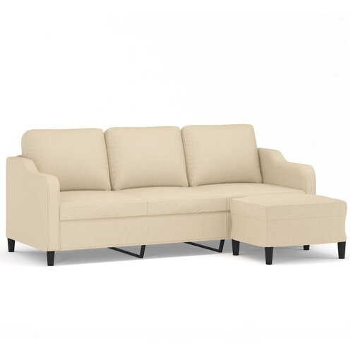 VidaXL Kavč trosed s stolčkom za noge krem 180 cm blago, (20924517) Slike