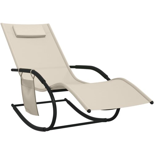 Maison Chic Gugalni Ležalnik - Sončna ležalnik krem jeklo in tekstil, (22043408) Cene