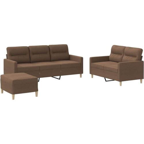  3-dijelni set sofa s jastucima smeđi od tkanine Slike