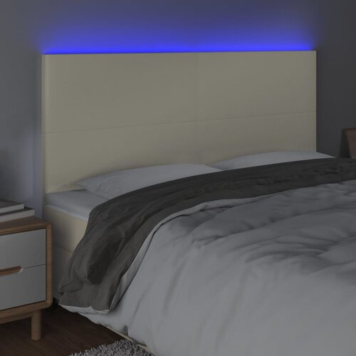  LED uzglavlje krem 180x5x118/128 cm od umjetne kože Slike