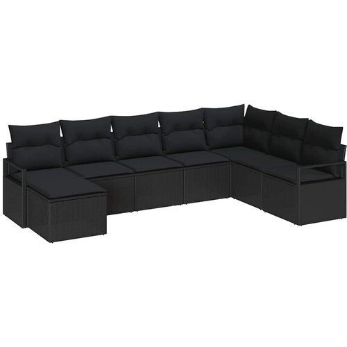  Set sofe 8 kom. Crna poliratan 287 x 177 x 85 cm Slike