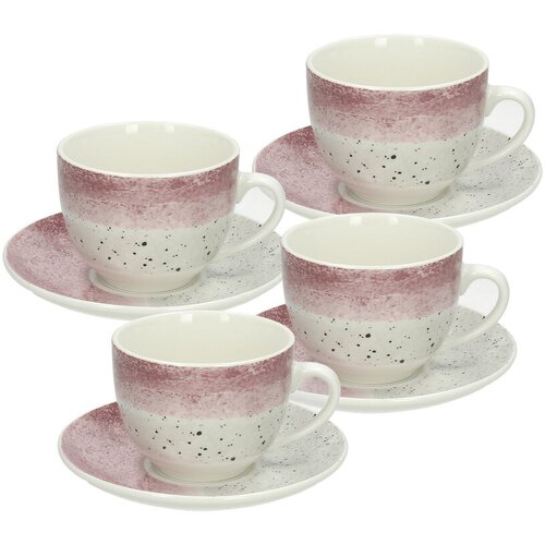 Tognana Set &amp;scaron;oljica za kapućino Edge Shade, 4 komada, Roze-beli Slike