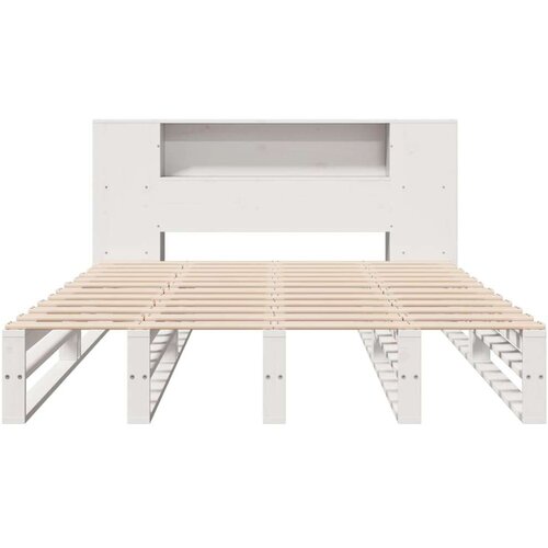  Krevet s regalom za knjige bez madraca bijeli 135x190cm od drva Slike