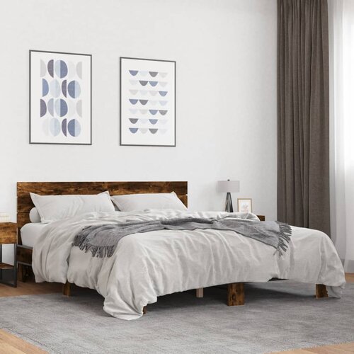 Furnova Posteljni okvir dimljeni hrast 150x200 cm inž. les in kovina, (21937306) Slike